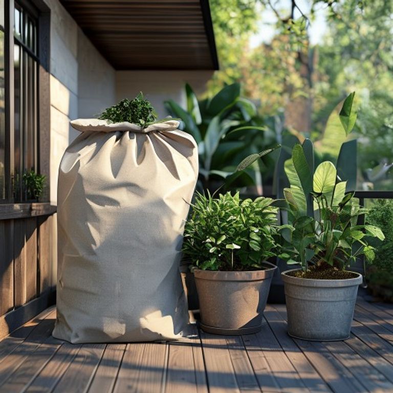 Jack's Magic 50 litre compost bag beside patio pots