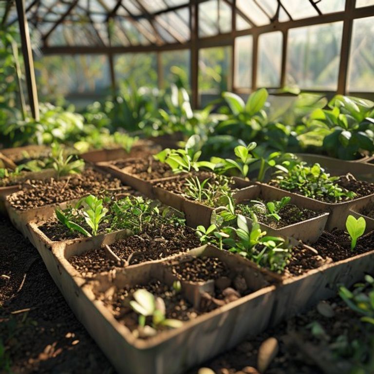 Seed trays filled with fine compost ready for sowing