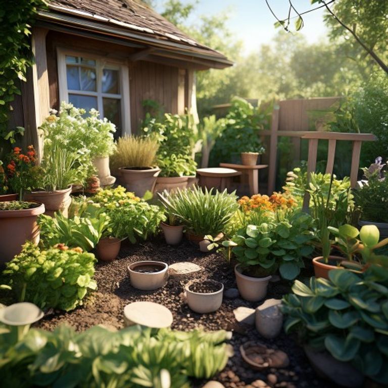 Large flower pots on patio